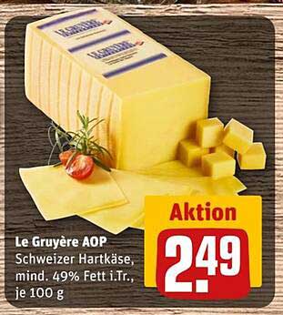 Le Gruyère AOP Schweizer Hartkäse, mind. 49% Fett i.Tr., je 100 g