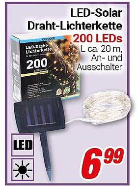 LED-Solar Draht-Lichterkette 200 LEDs