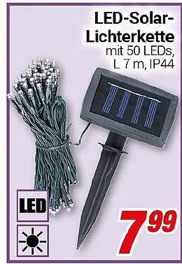 LED-Solar-Lichterkette mit 50 LEDs, L 7 m, IP44