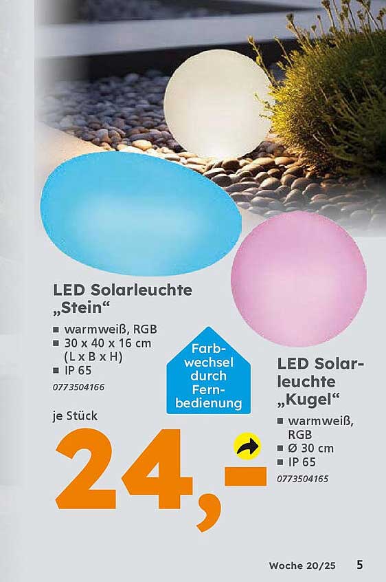LED Solarleuchte „Stein“ und „Kugel“