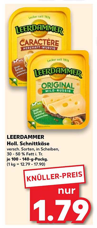 LEERDAMMER Holl. Schnittkäse - verschiedene Sorten in Scheiben