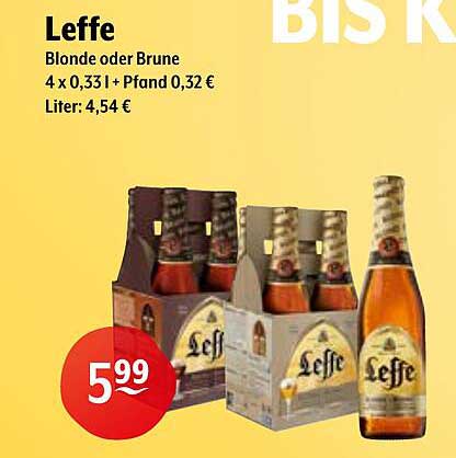 Leffe Blonde oder Brune 4 x 0,33 l