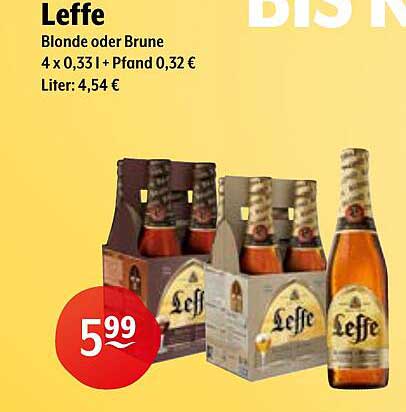 Leffe Blonde oder Brune - 4 x 0,33 l