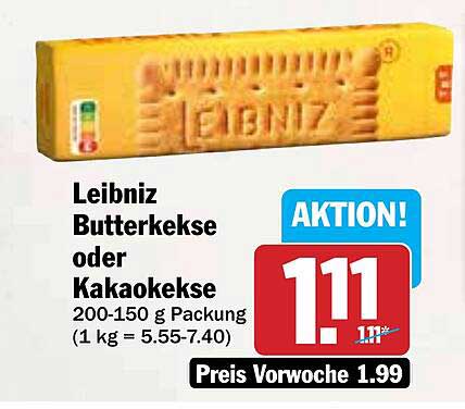Leibniz Butterkekse oder Kakaokekse 200-150 g Packung