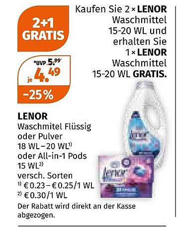 LENOR Waschmittel 15-20 WL – 2+1 GRATIS Aktion