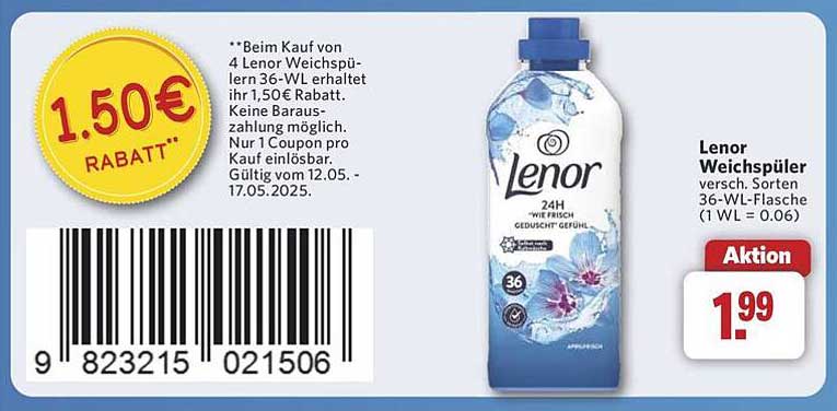 Lenor Weichspüler 36-WL-Flasche – verschiedene Sorten
