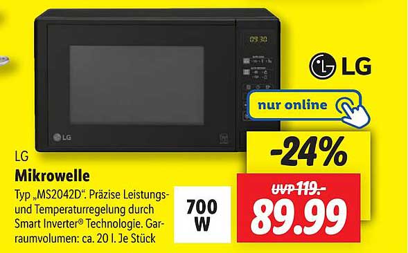 LG Mikrowelle Typ „MS2042D“ – 24% Rabatt