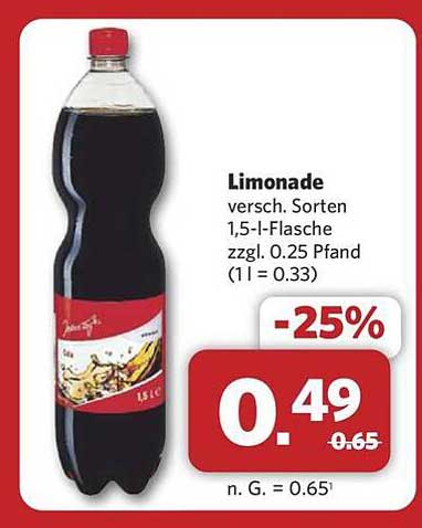 Limonade versch. Sorten 1,5-l-Flasche