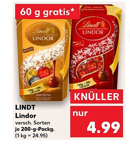LINDT Lindor Pralinen - Verschiedene Sorten je 200-g-Pack.