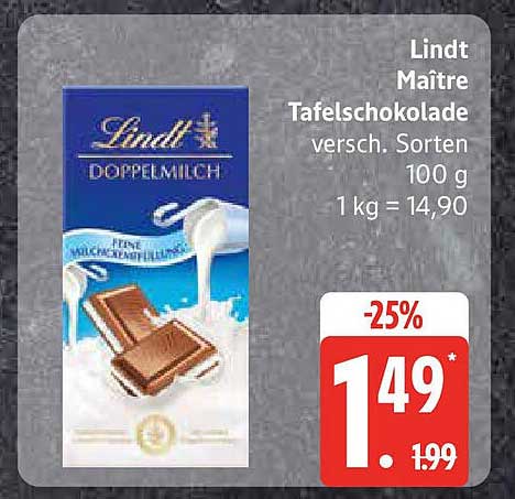 Lindt Maître Tafelschokolade - verschiedene Sorten