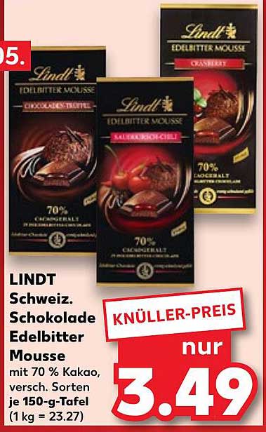 LINDT Schweiz Schokolade Edelbitter Mousse 150 g, verschiedene Sorten