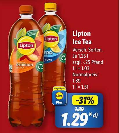 Lipton Ice Tea verschiedene Sorten