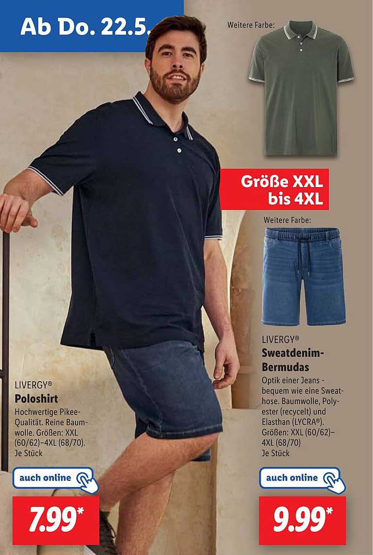 LIVERGY® Poloshirt - Hochwertige Pique-Qualität in reiner Baumwolle