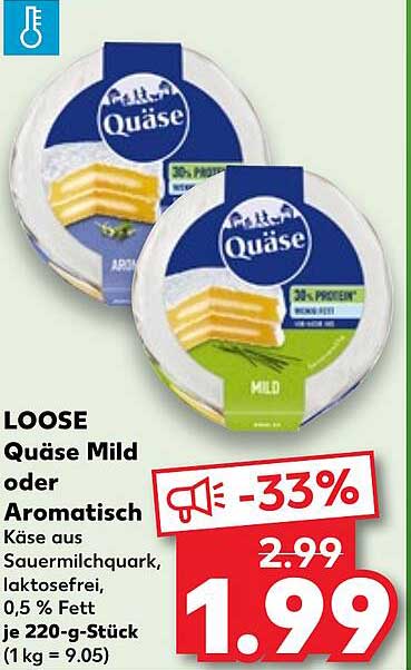 LOOSE Quäse Mild oder Aromatisch 220-g-Stück