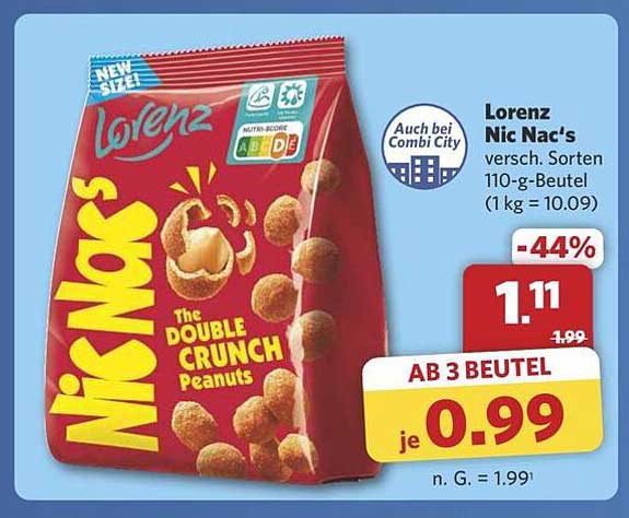Lorenz Nic Nac's verschiedene Sorten 110-g-Beutel
