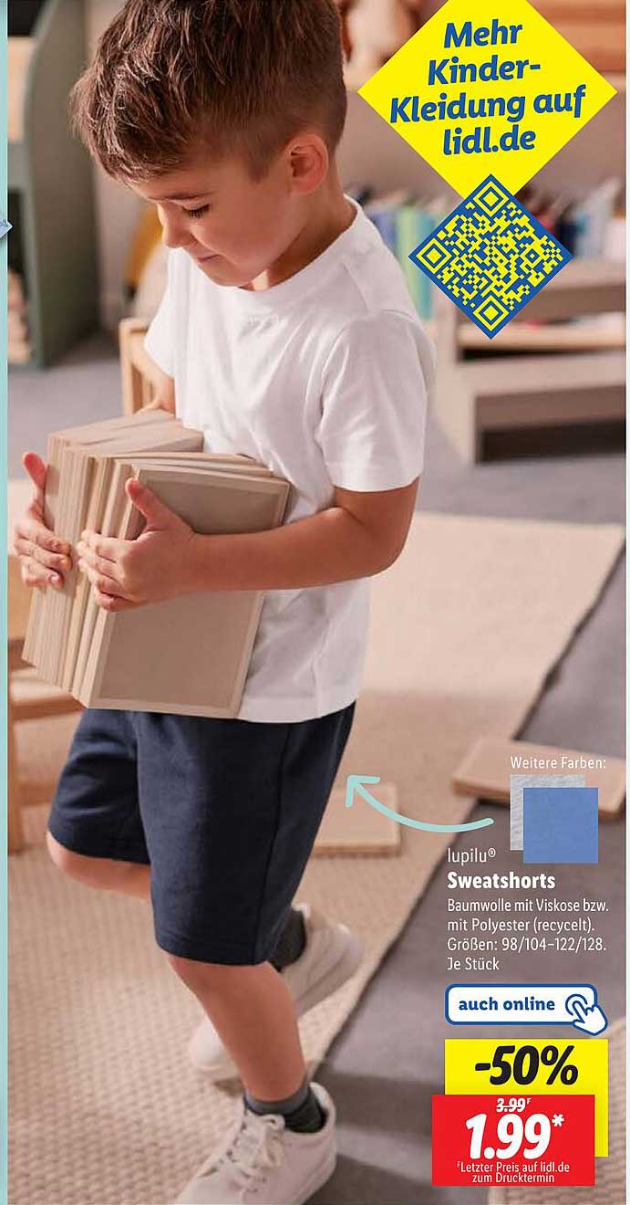 lupilu® Sweatshorts für Kinder - jetzt 50% günstiger!