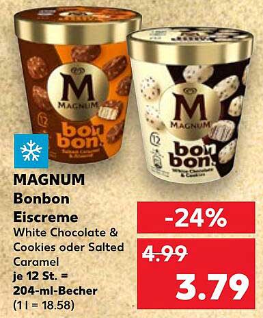 MAGNUM Bonbon Eiscreme White Chocolate & Cookies oder Salted Caramel