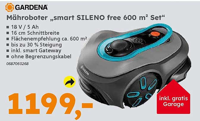 Mähroboter „smart SILENO free 600 m² Set“