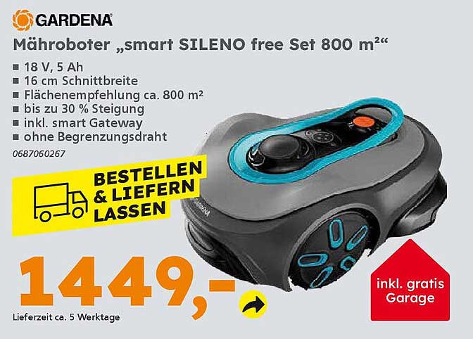 Mähroboter „smart SILENO free Set 800 m²“