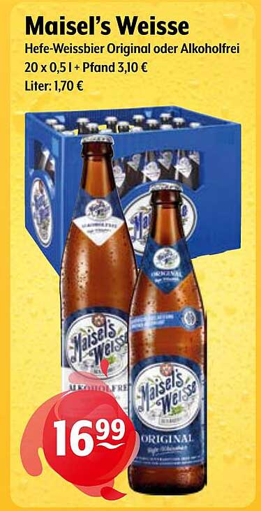 Maisel’s Weisse Hefe-Weissbier Original oder Alkoholfrei 20 x 0,5 l + Pfand 3,10 €