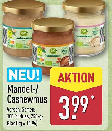 Mandel-/Cashewmus - Verschiedene Sorten