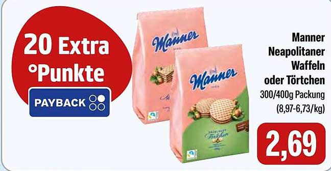 Manner Neapolitaner Waffeln oder Törtchen 300/400g Packung