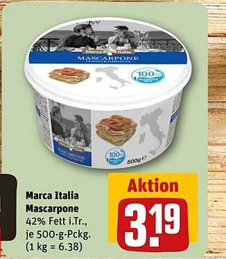 Marca Italia Mascarpone 42% Fett i.Tr., je 500-g-Pckg.