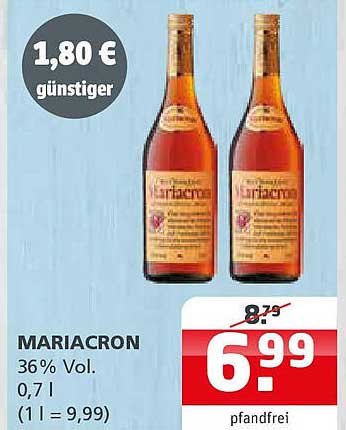 MARIACRON 36% Vol. – 0,7 l Flasche für nur 6,99 €
