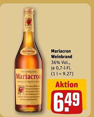 Mariacron Weinbrand 0,7 l - Ein Hochgenuss für Genießer