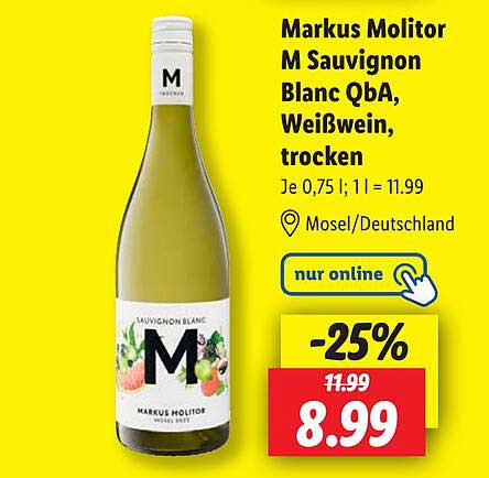 Markus Molitor M Sauvignon Blanc QbA, Weißwein, trocken