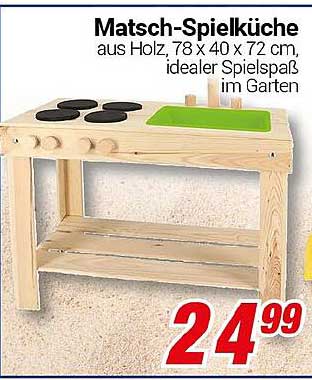 Matsch-Spielküche aus Holz, 78 x 40 x 72 cm, idealer Spielspaß im Garten