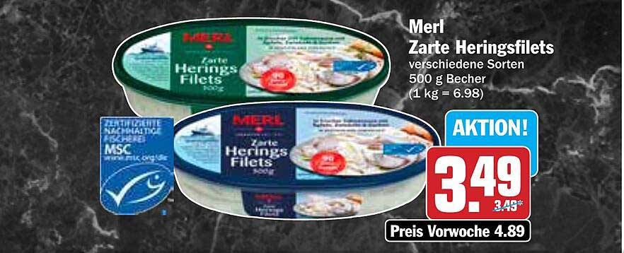 Merl Zarte Heringsfilets 500 g Becher