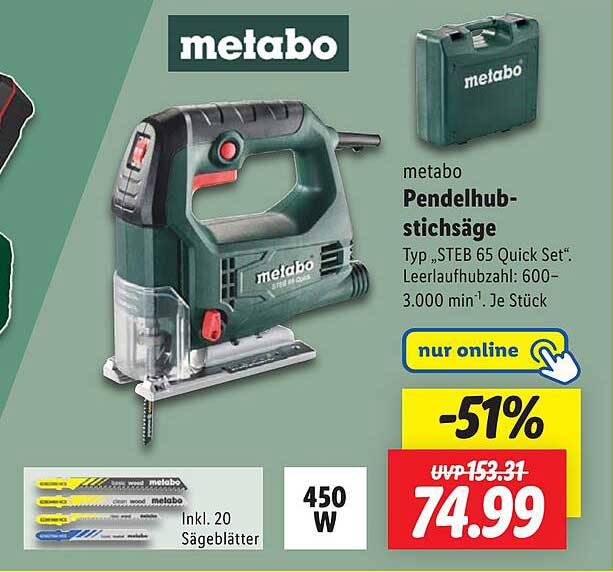 metabo Pendelhub-Stichsäge Typ "STE 65 Quick Set"