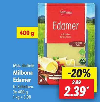 Milbona Edamer in Scheiben – der feine Genuss für jeden Tag