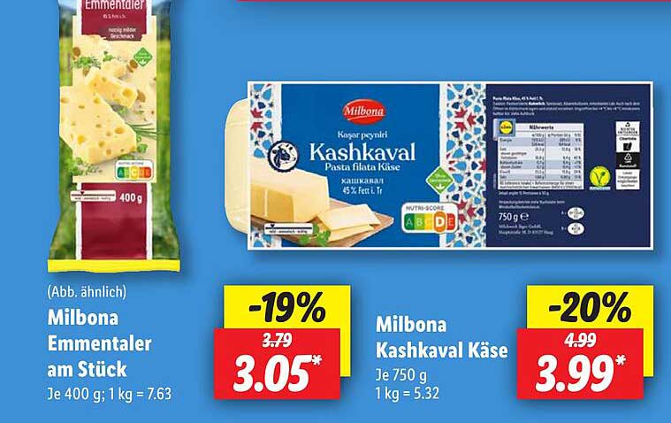 Milbona Emmentaler am Stück 400 g