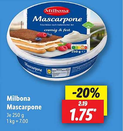 Milbona Mascarpone 250 g - cremig & fest