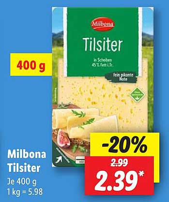 Milbona Tilsiter Käse in Scheiben