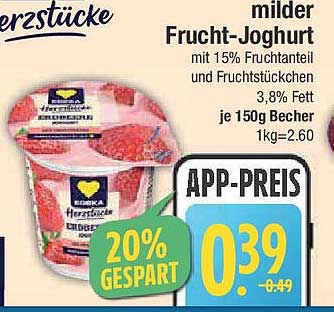 milder Frucht-Joghurt mit 15% Fruchtanteil und Fruchtstückchen
