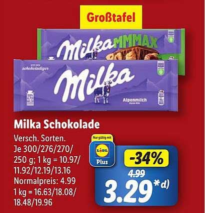 Milka Schokolade Großtafel - Verschiedene Sorten