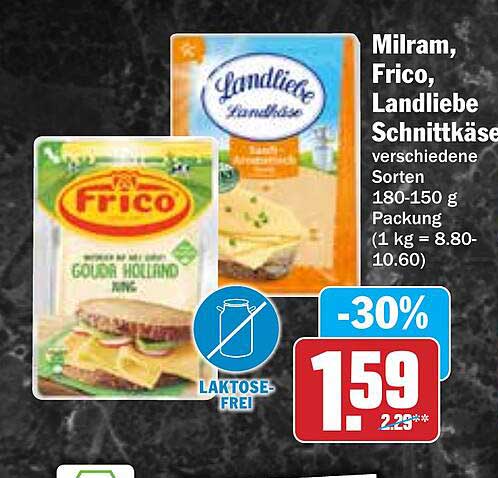 Milram, Frico, Landliebe Schnittkäse - verschiedene Sorten