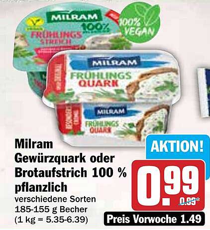 Milram Gewürzquark oder Brotaufstrich 100 % pflanzlich