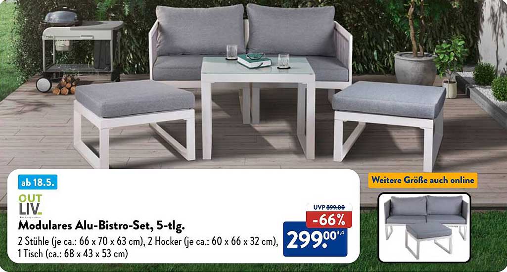 Modulares Alu-Bistro-Set, 5-tlg.