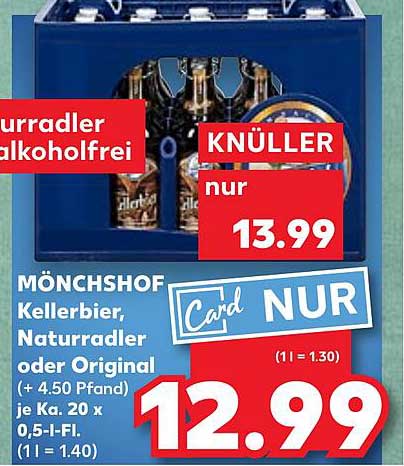 Mönchshof Kellerbier, Naturradler oder Original - 20 x 0,5 l