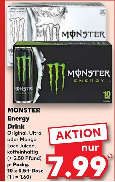 MONSTER Energy Drink Original, Ultra oder Mango Loco Juiced