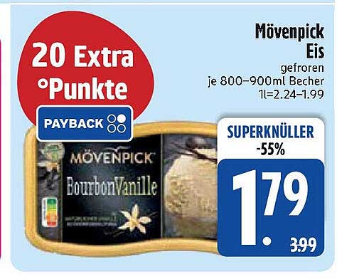 Mövenpick Eis Bourbon Vanille 800-900ml Becher