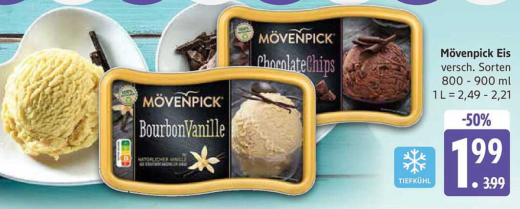 Mövenpick Eis – Bourbon Vanille oder Chocolate Chips