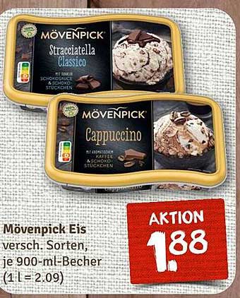 Mövenpick Eis – verschiedene Sorten, je 900-ml-Becher