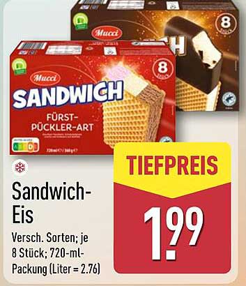 Mucci Sandwich-Eis - Fürst-Pückler-Art, 720 ml (8 Stück)
