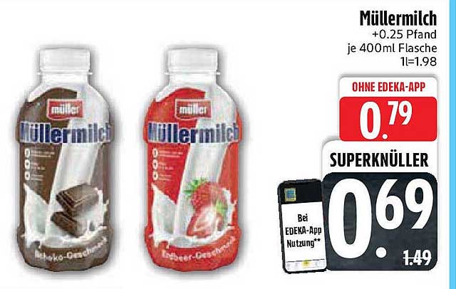 Müllermilch 400ml - Erdbeere & Schokolade für sensationelle Preise