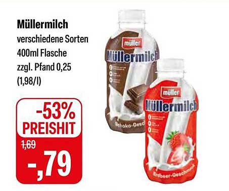 Müllermilch verschiedene Sorten 400ml Flasche